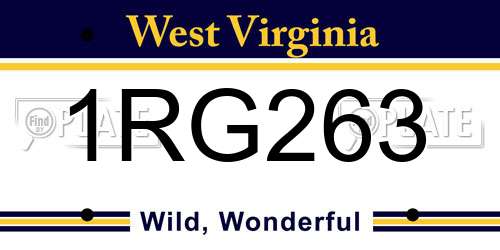 1RG263 West Virginia License Plate