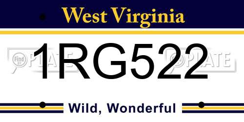 1RG522 West Virginia License Plate