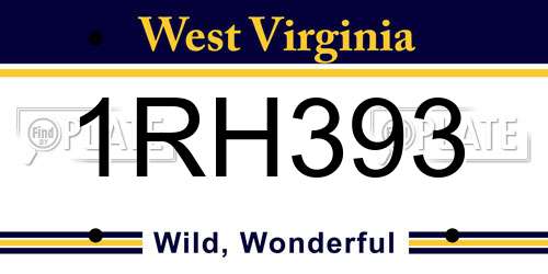 1RH393 West Virginia License Plate