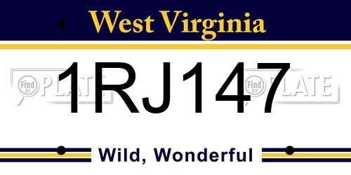1RJ147 West Virginia License Plate