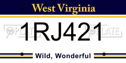 1RJ421 West Virginia License Plate