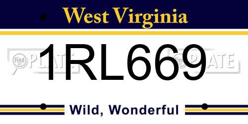 1RL669 West Virginia License Plate