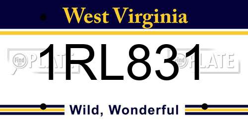 1RL831 West Virginia License Plate