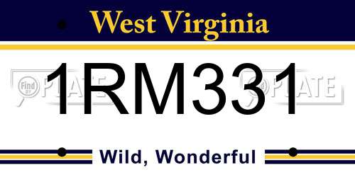1RM331 West Virginia License Plate