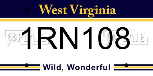 1RN108 West Virginia License Plate