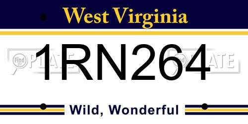 1RN264 West Virginia License Plate