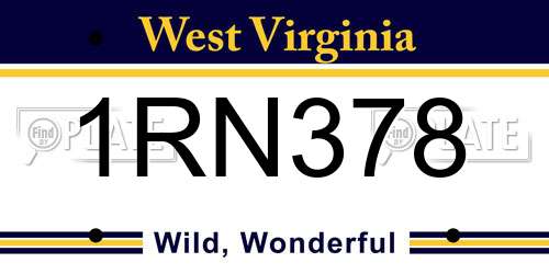 1RN378 West Virginia License Plate