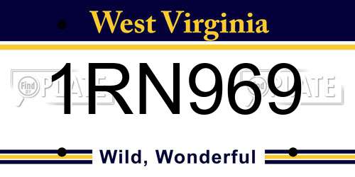 1RN969 West Virginia License Plate
