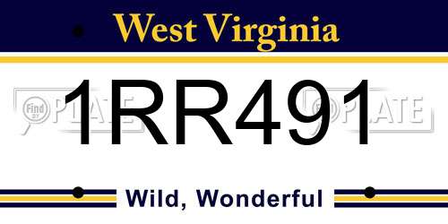 1RR491 West Virginia License Plate