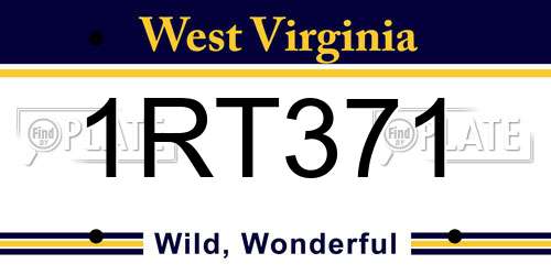 1RT371 West Virginia License Plate