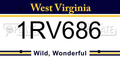 1RV686 West Virginia License Plate