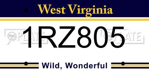 1RZ805 West Virginia License Plate