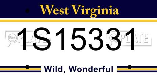 1S15331 West Virginia License Plate