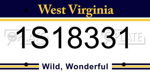1S18331 West Virginia License Plate