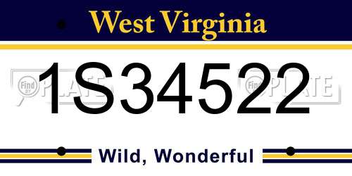 1S34522 West Virginia License Plate