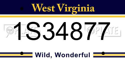 1S34877 West Virginia License Plate
