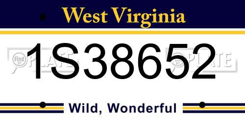 1S38652 West Virginia License Plate