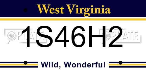 1S46H2 West Virginia License Plate