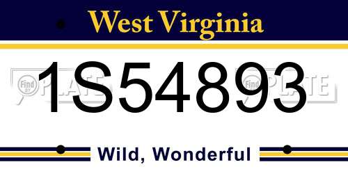 1S54893 West Virginia License Plate