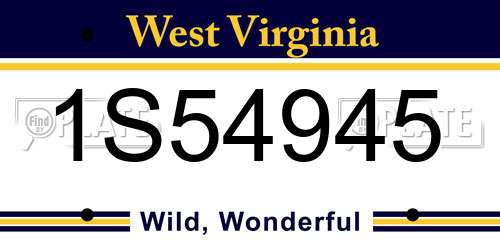 1S54945 West Virginia License Plate