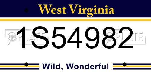 1S54982 West Virginia License Plate