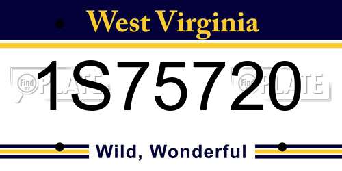 1S75720 West Virginia License Plate