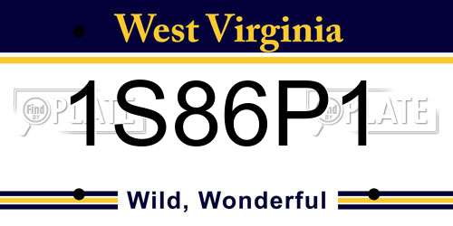 1S86P1 West Virginia License Plate