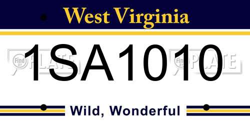 1SA1010 West Virginia License Plate