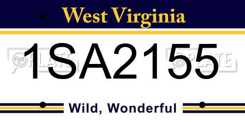 1SA2155 West Virginia License Plate