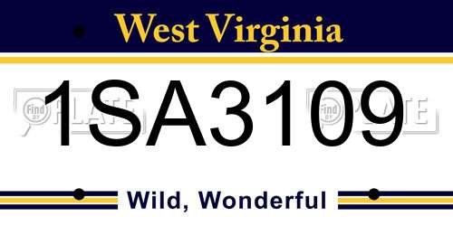 1SA3109 West Virginia License Plate