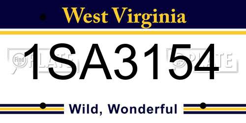 1SA3154 West Virginia License Plate