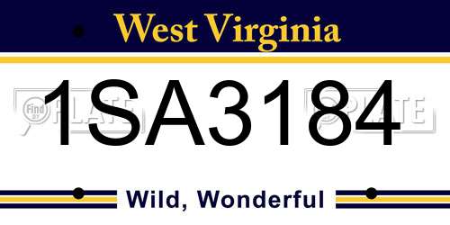 1SA3184 West Virginia License Plate