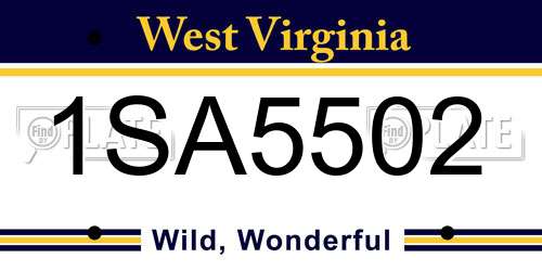 1SA5502 West Virginia License Plate