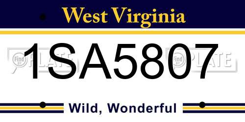 1SA5807 West Virginia License Plate