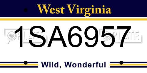 1SA6957 West Virginia License Plate