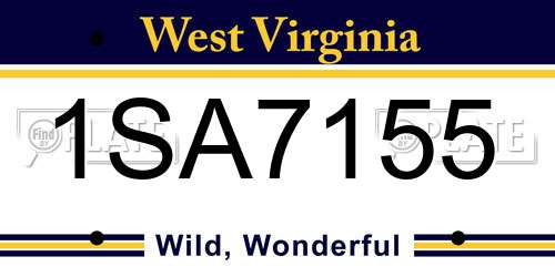 1SA7155 West Virginia License Plate