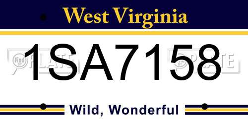 1SA7158 West Virginia License Plate