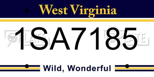 1SA7185 West Virginia License Plate