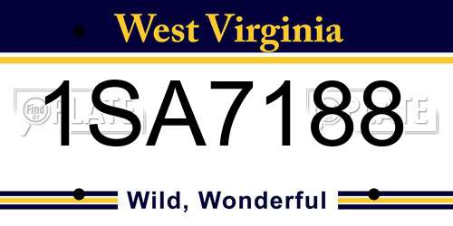 1SA7188 West Virginia License Plate