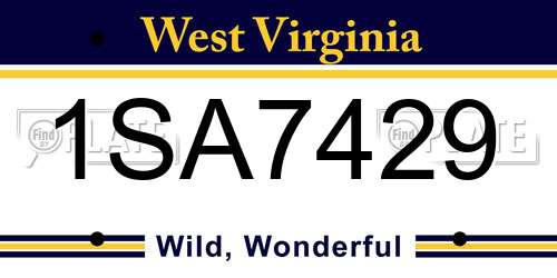 1SA7429 West Virginia License Plate