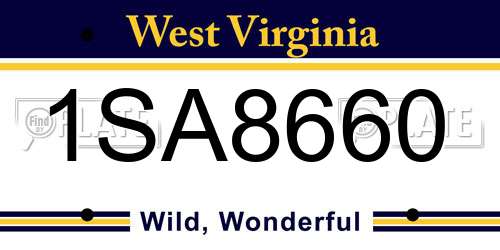 1SA8660 West Virginia License Plate