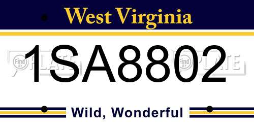 1SA8802 West Virginia License Plate
