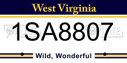 1SA8807 West Virginia License Plate