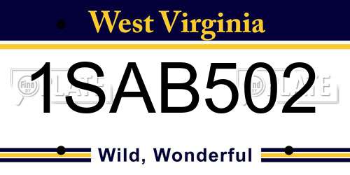 1SAB502 West Virginia License Plate