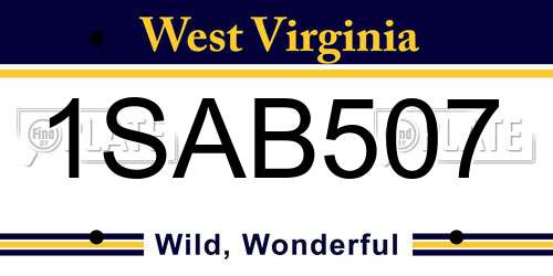 1SAB507 West Virginia License Plate