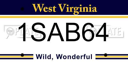 1SAB64 West Virginia License Plate