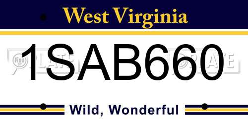 1SAB660 West Virginia License Plate