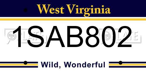 1SAB802 West Virginia License Plate