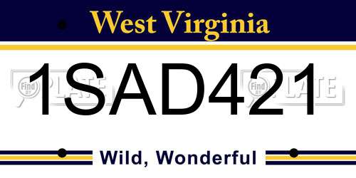 1SAD421 West Virginia License Plate