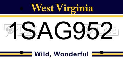 1SAG952 West Virginia License Plate